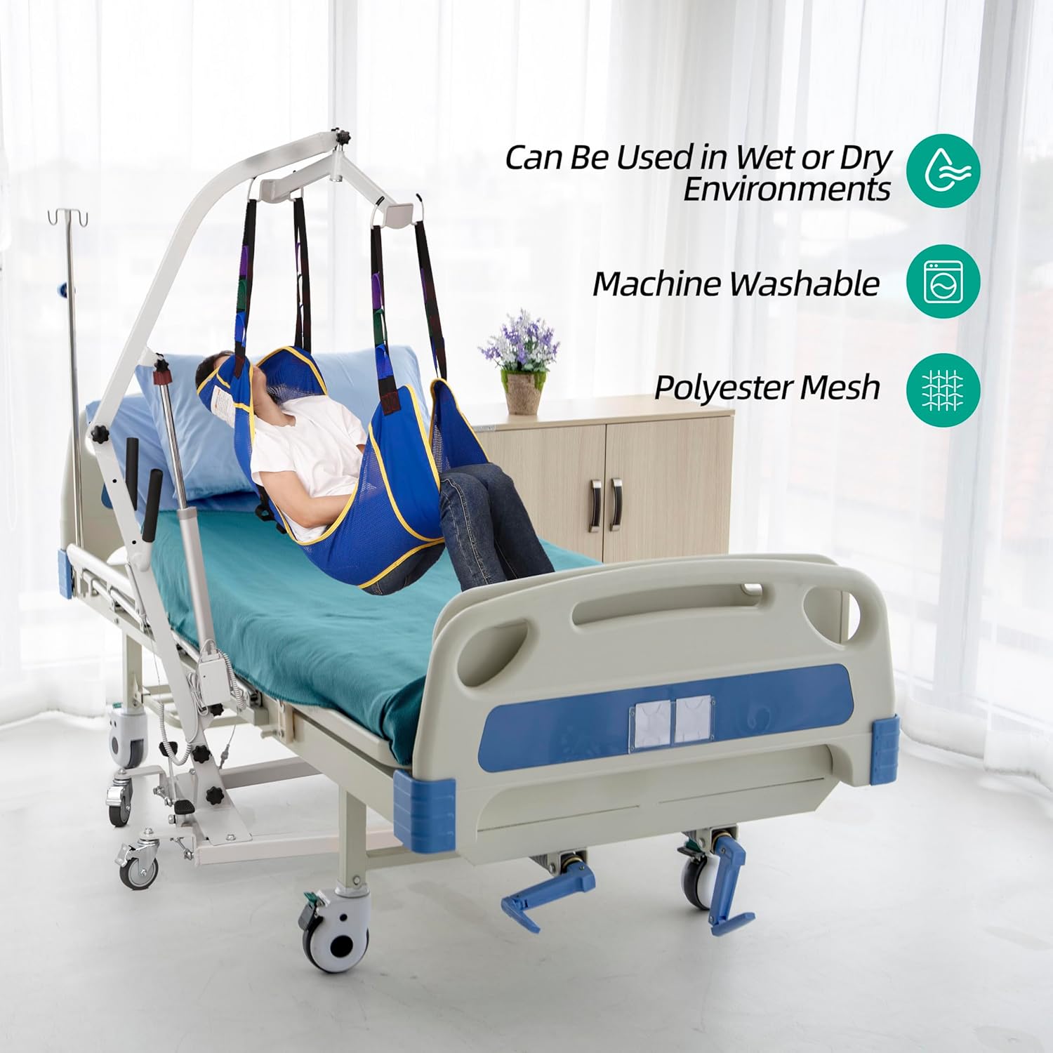 Full Body Mesh Lift Sling with Commode Opening,FSA HSA, Patient Lift for Toileting, Shower, Breathable Mesh Transfer Sling– Safe & Versatile- Max Weight 600 lb - Image 3