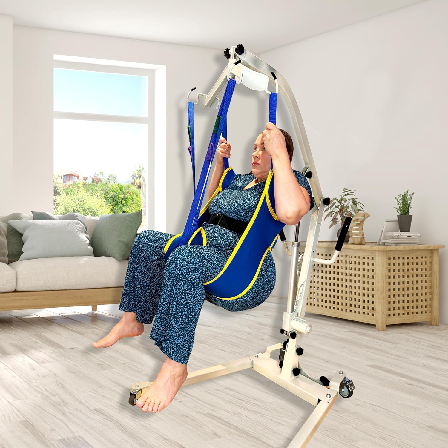 Soft Pad Transfer Lift Sling For Patient Hoist - Large With Head Support, 500 Lbs Capacity, For Bath & Toileting
