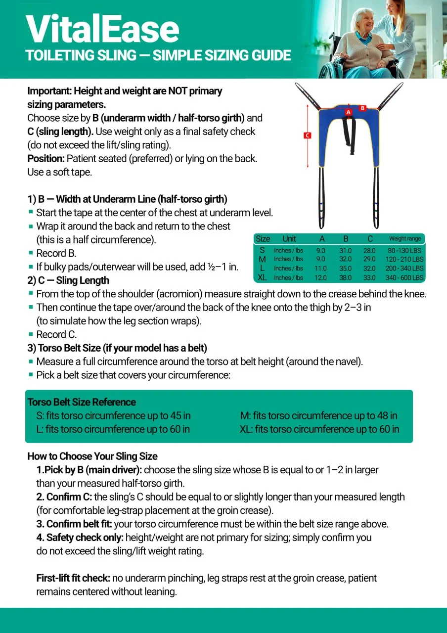 Lift Sling for Toileting with Torso Belt, Transfer Sling for Elderly Individuals,FSA HSA, Post-Surgery Patients and People with Disabilities, Medical Belt for Lifting Patients, Toilet Assistance - Image 2