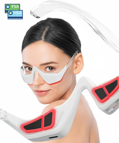 Under Eye Red Light Therapy Device, Red Light Therapy Glasses for Eyes Light-FSA HSA-Weight Eye Massager for Reducing Dark Circles and Puffiness, Smoothing Fine Lines
