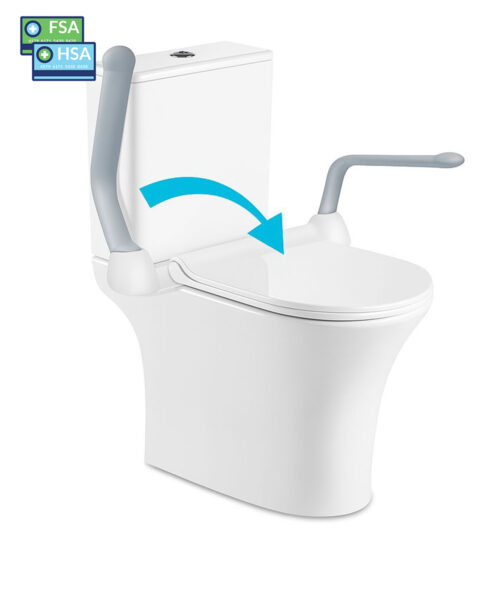 Toilet Safety Rails for Seniors (500 lbs), FSA HSA, Handicap Toilet Rails with Foldable Handles, Toilet Assist Rails, Toilet Rails for Seniors, Heavy Duty Toilet Safety Frames Rails with Arms