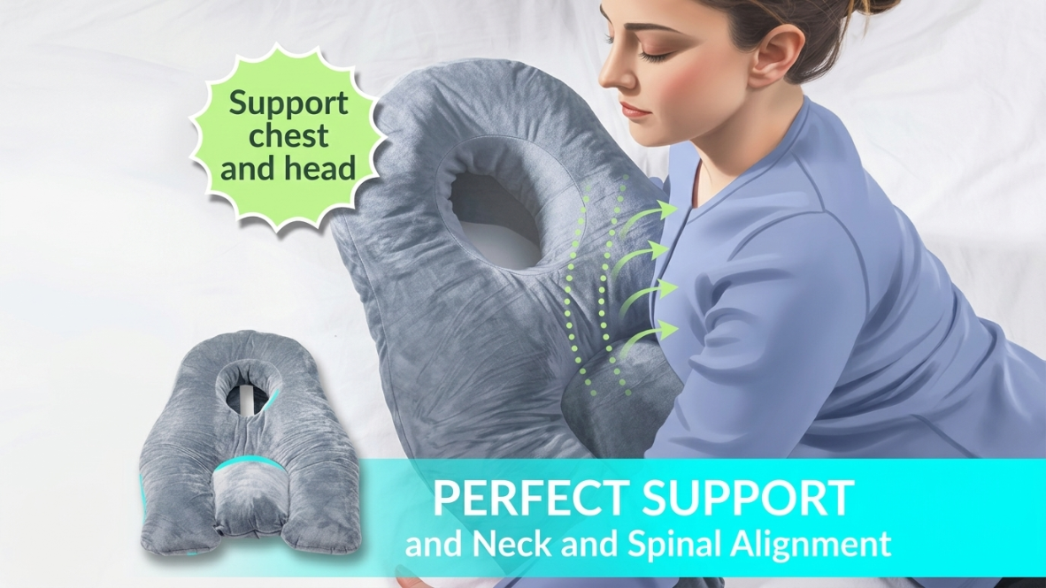 Face Down Pillow for Sleeping -FSA HSA Eligible- for BBL or Eye Surgery Recovery - Prone Pillow for Vitrectomy, Retinal Surgery or Home Massages - CertiPUR-US® Certified Shredded Memory Foam - Image 4