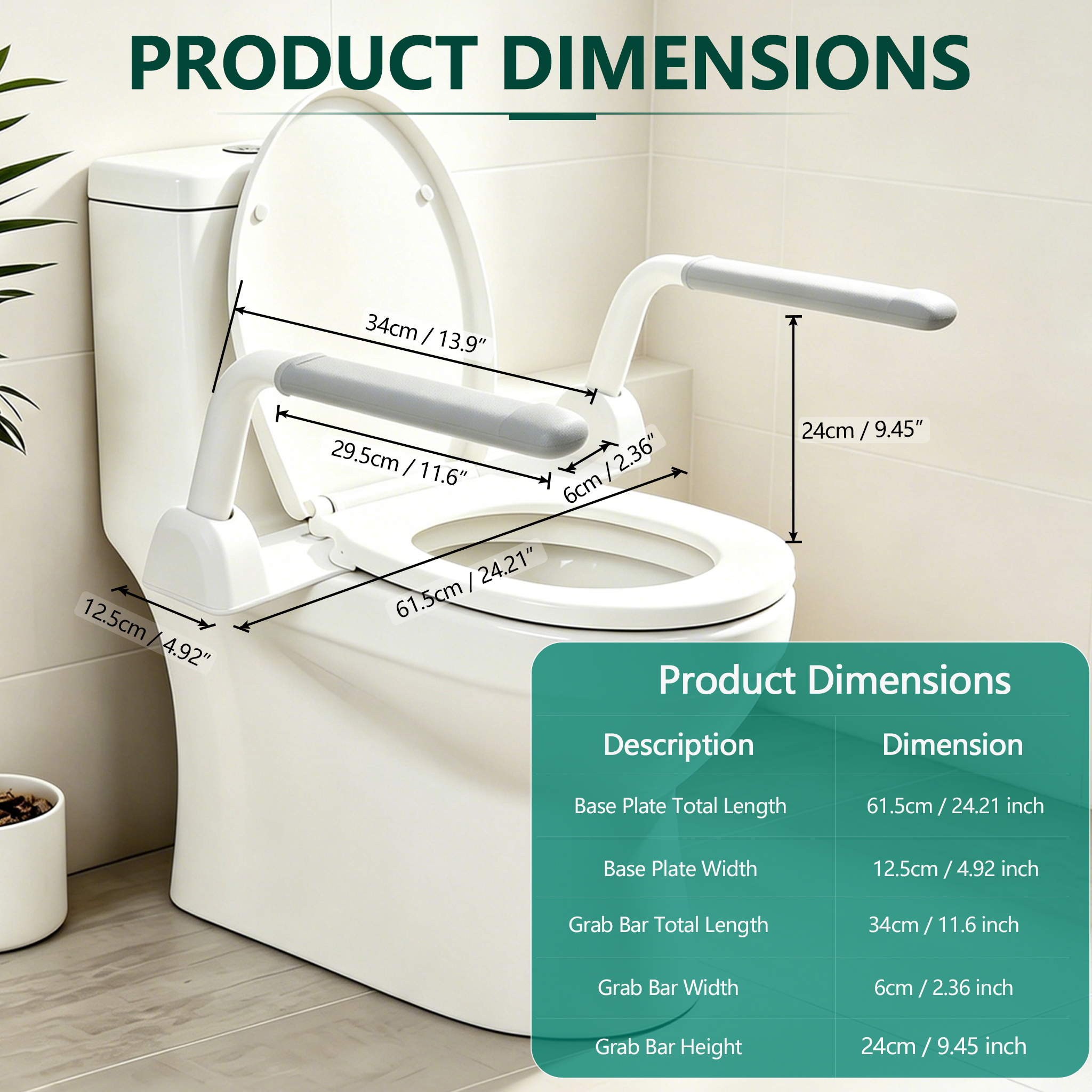 Toilet Safety Rails for Seniors (500 lbs), FSA HSA, Handicap Toilet Rails with Foldable Handles, Toilet Assist Rails, Toilet Rails for Seniors, Heavy Duty Toilet Safety Frames Rails with Arms - Image 2