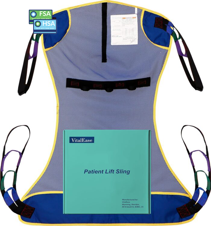 Full Body Mesh Lift Sling with Commode Opening,FSA HSA, Patient Lift for Toileting, Shower, Breathable Mesh Transfer Sling– Safe & Versatile- Max Weight 600 lb